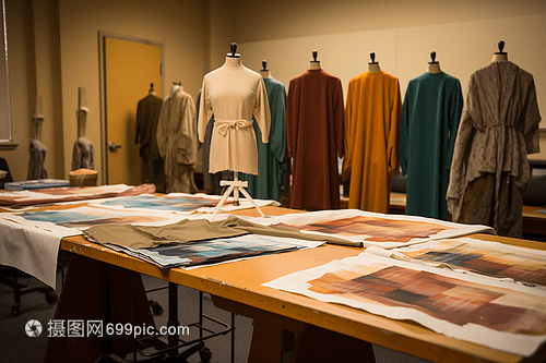 織造之詩 服裝工作室里的面料樣本與服裝制作